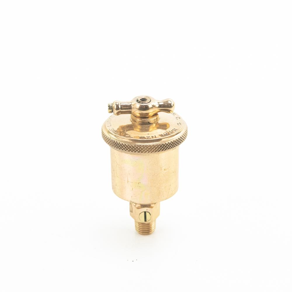 Lunkenheimer Ideal No. 1 Brass Grease Cup: Lunkenheimer Ideal No.1 brass grease cup in very good condition with some marks and light scuffs. It is approximately 4" inches tall and the brass cylinder cup is about 2" inches wide. The T handle