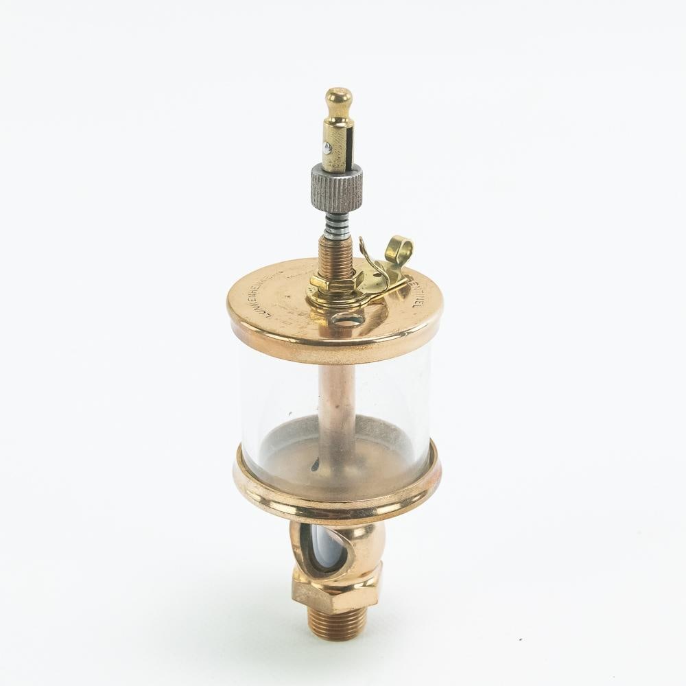 Lunkenheimer No. 2 FIG. 1300 Sentinel Brass Oiler: Lunkenheimer No.2 FIG.1300 Sentinel oiler with an amazing aged brass and glass body. It is approximately 6" inches tall and the glass cylinder is about 2" inches wide. In very good condition with