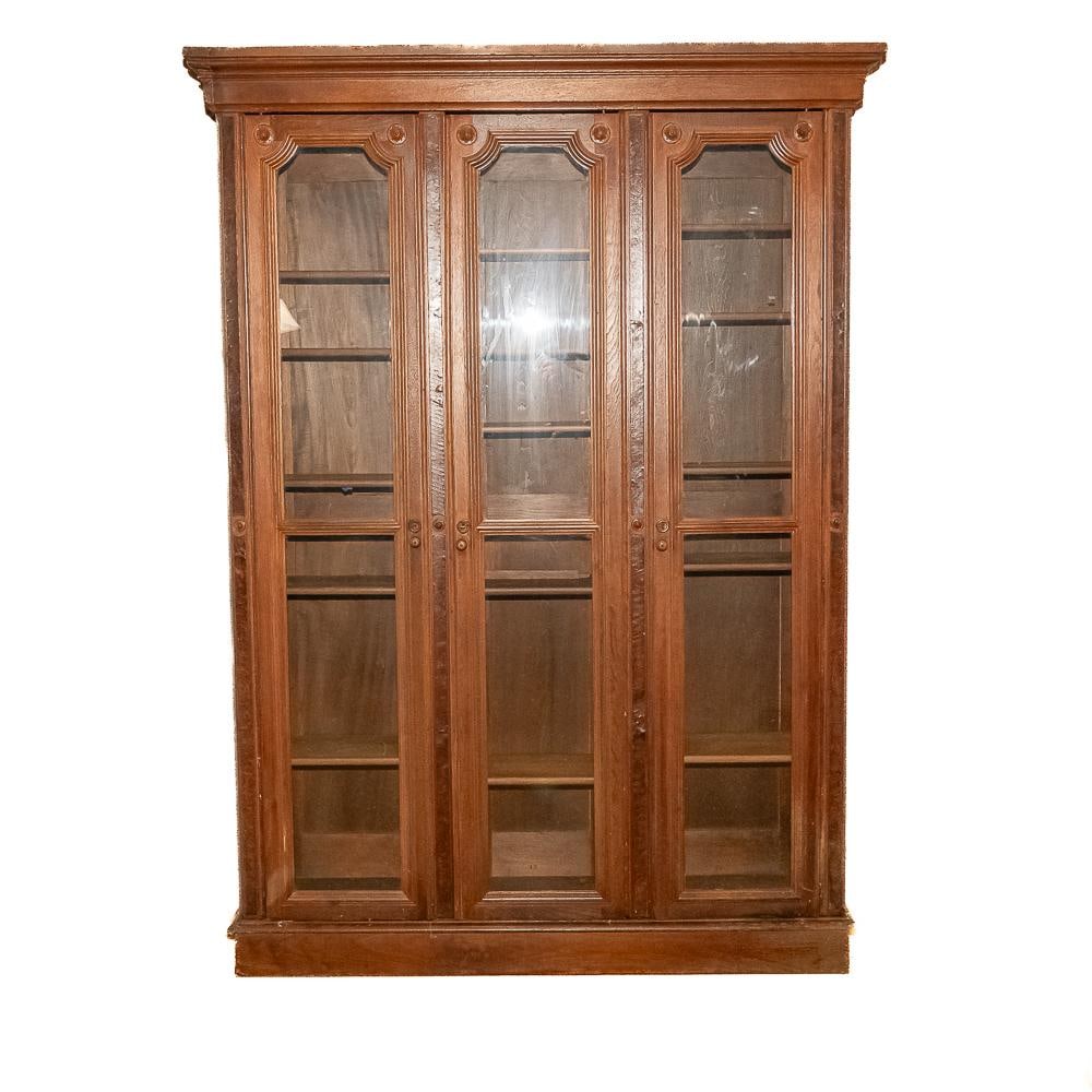 Antique 3-Door Walnut Display Cabinet (1 of 10)
