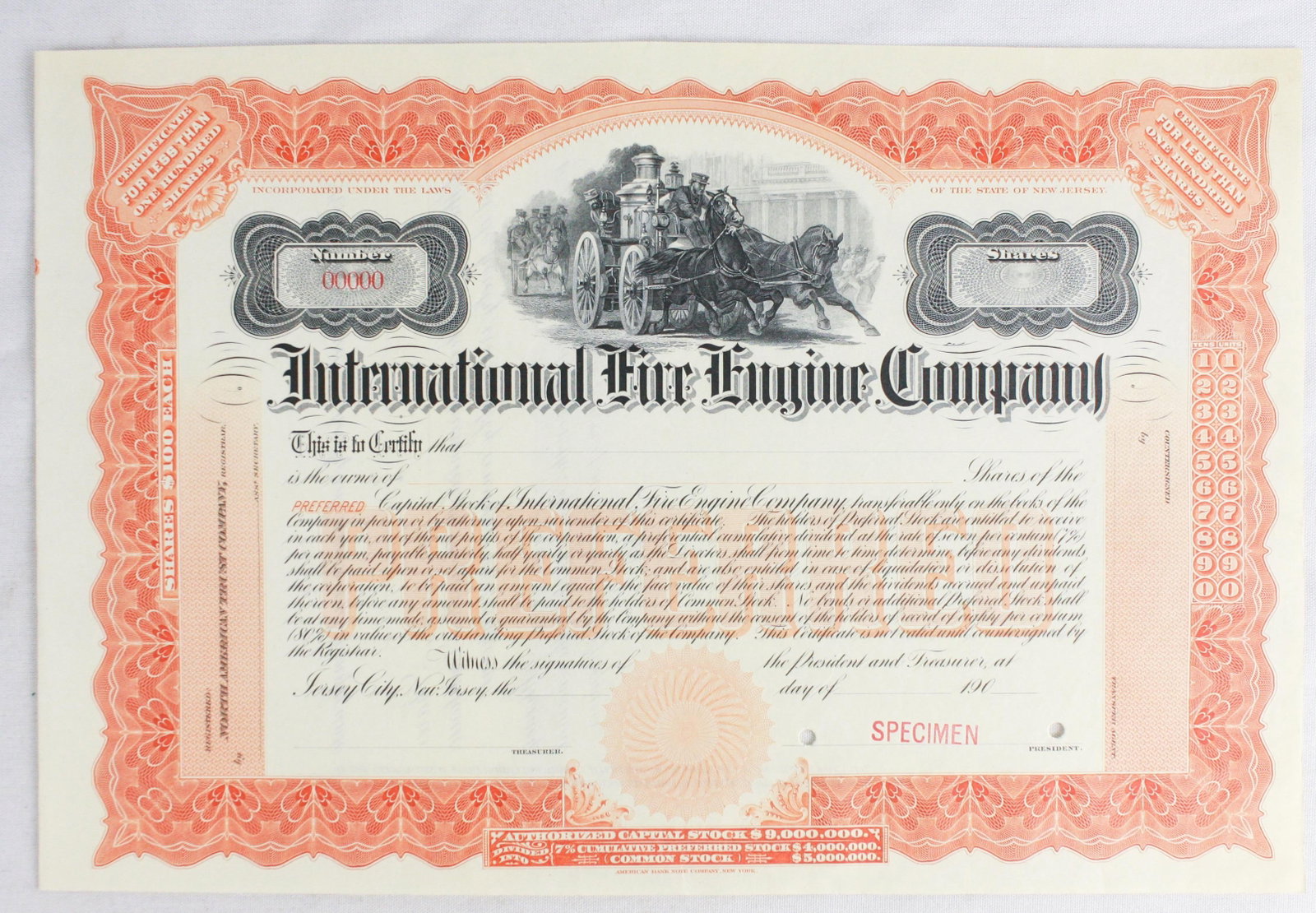 International Fire Engine Co. Stock Certificate (1 of 1)