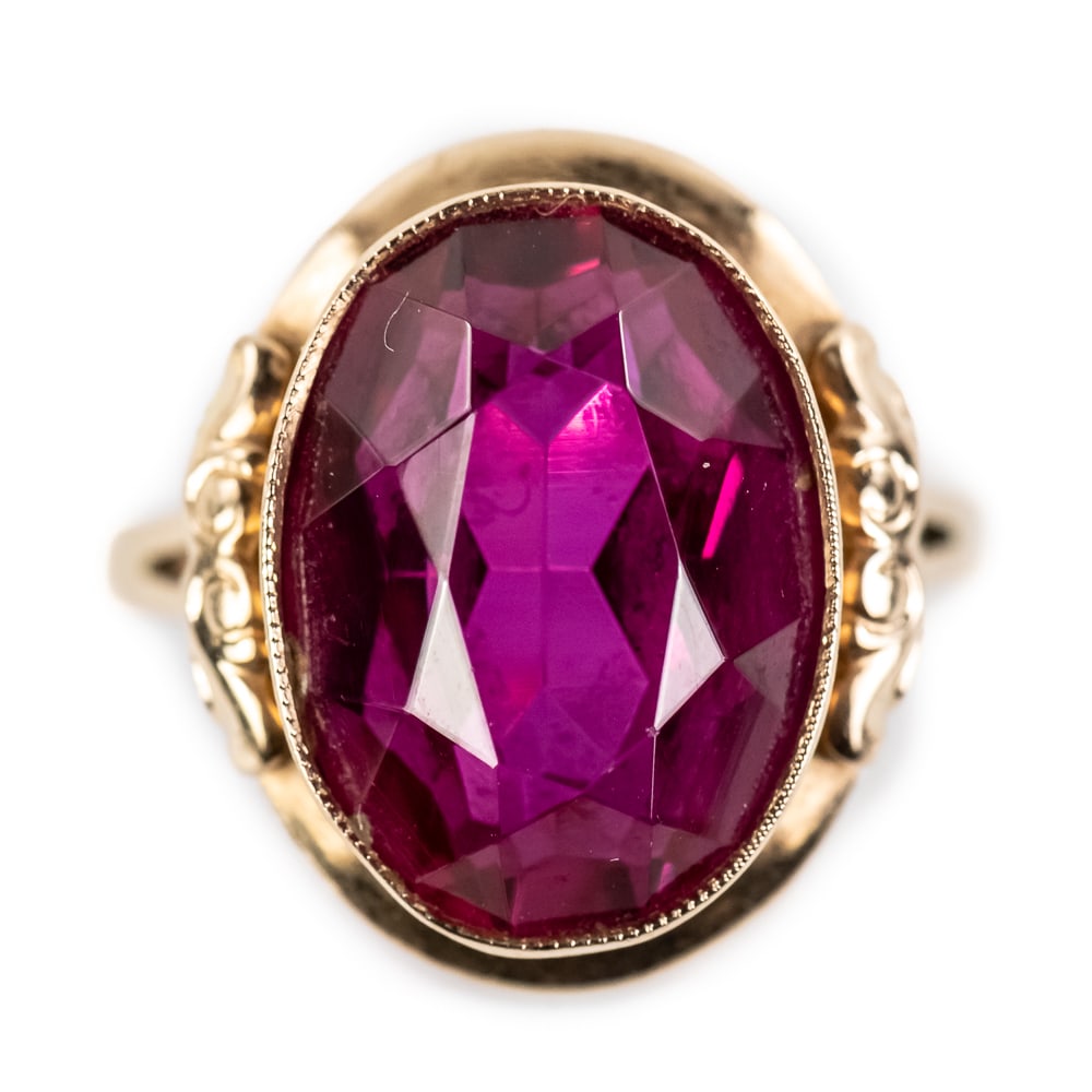 Ladies 14k Rasberry Red Ruby Statement Ring - 2