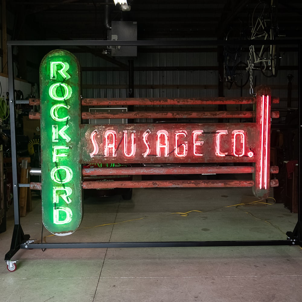 Vintage 9' Rockford Sausage Co DS Neon Sign (1 of 14)