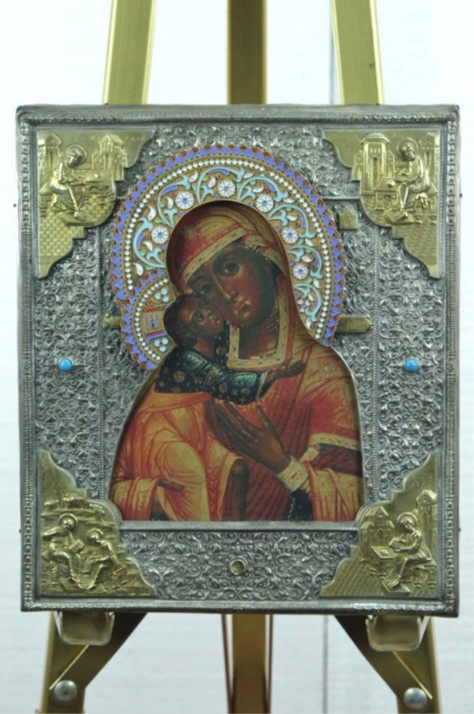 Russian Transfer Print Icon on Wood Panel (1 of 3)