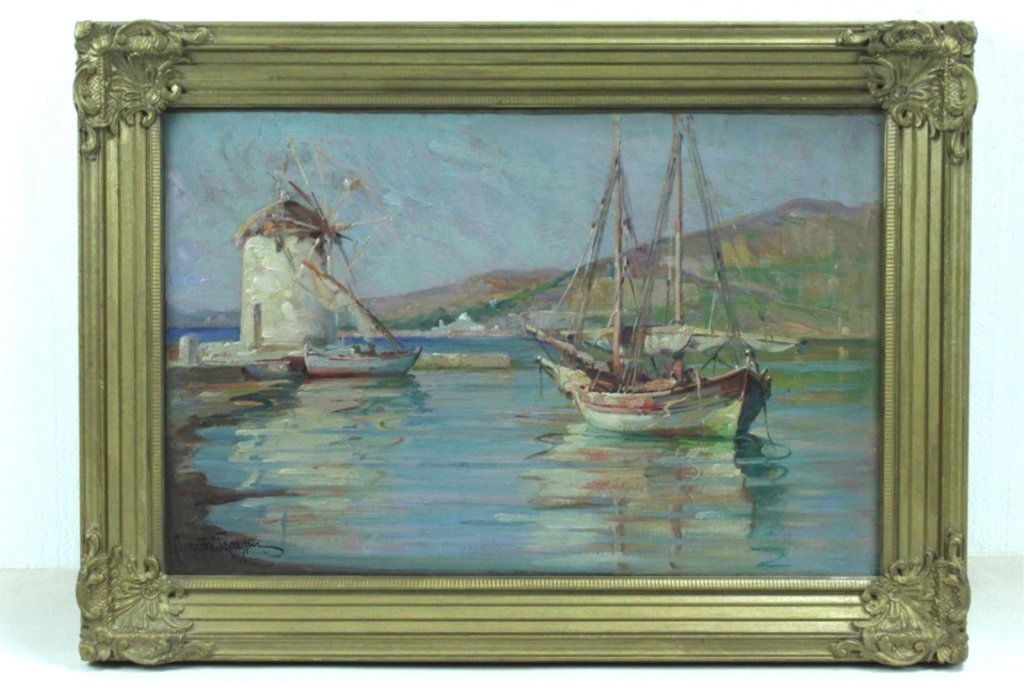 Unknown Artist Greek Oil Painting On Board (1 of 4)