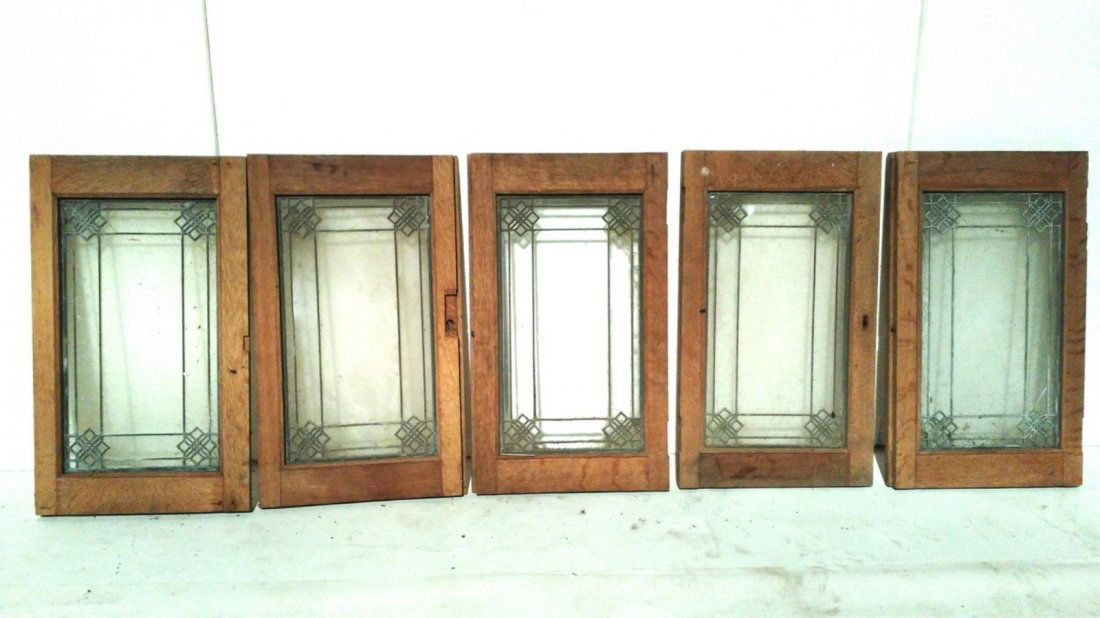 (5) Small Decorative Leaded Glass Window Panes (1 of 2)