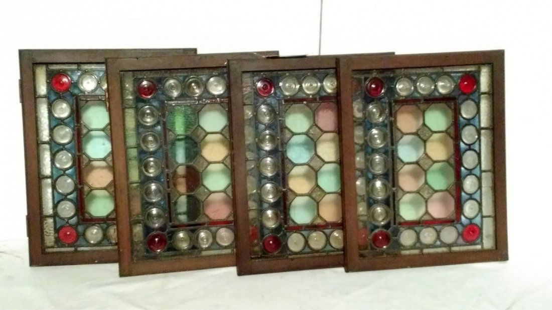 (4) Small Abstract Circles Stained Glass Windows (1 of 3)