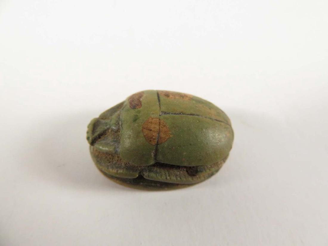 Ancient Egyptian Faience Green Scarab (1 of 4)