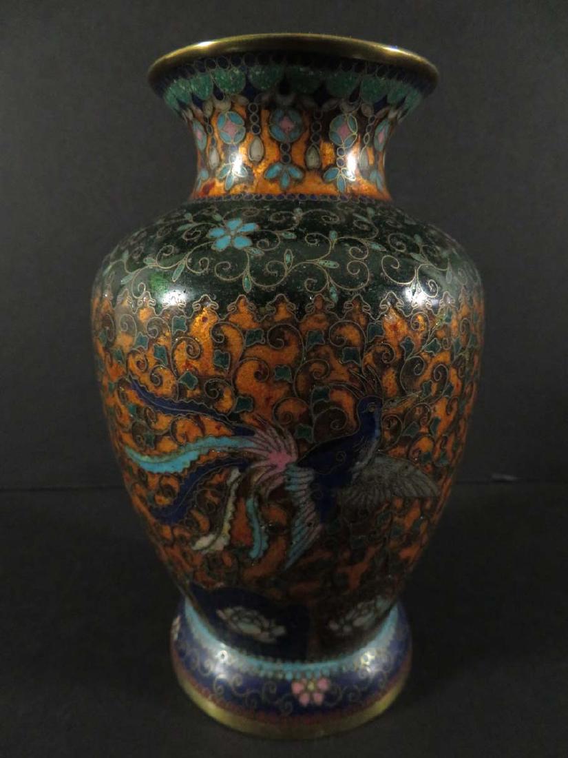 Japanese Cloisonne Phoenix Bird Flowers (1 of 6)