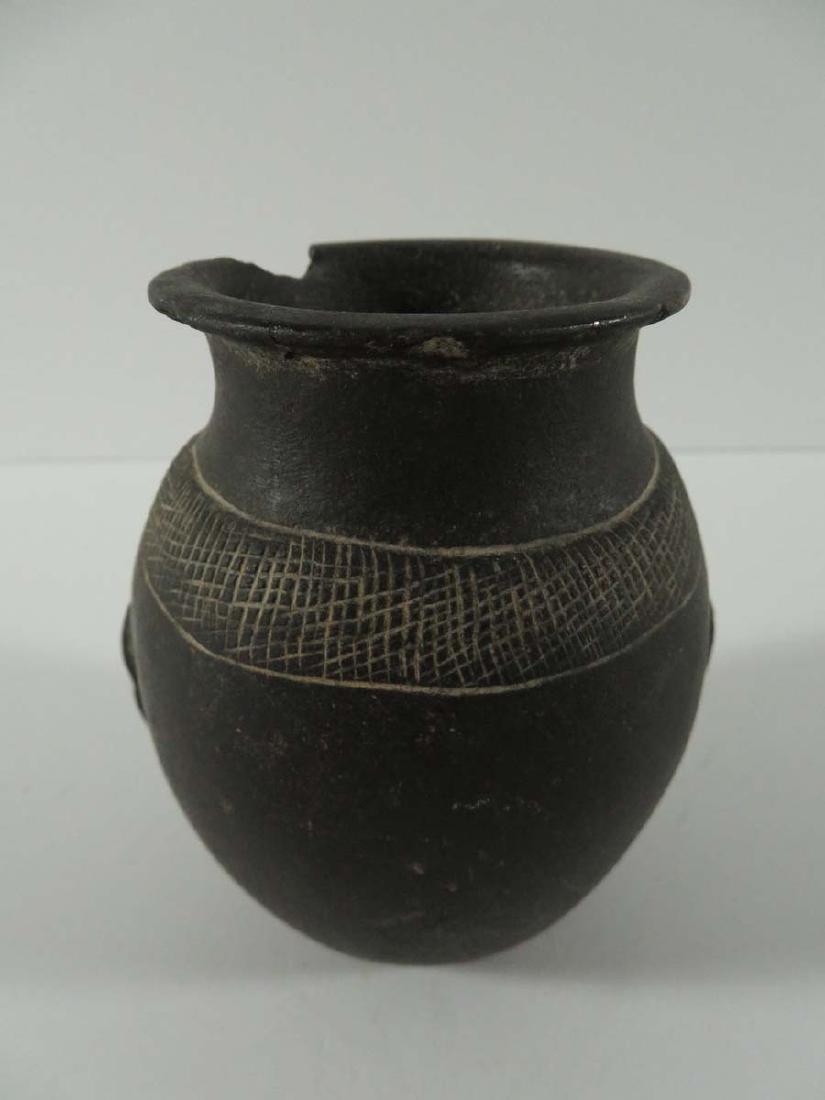Etruscan ? Black Ware Pottery Etched Vase (1 of 5)