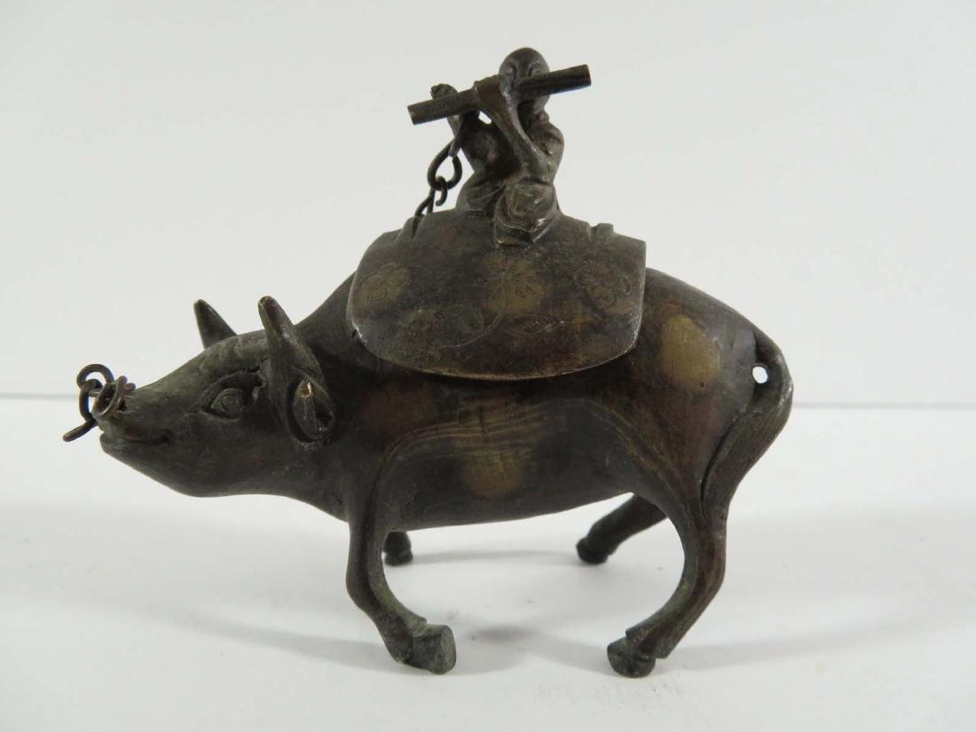 Chinese Bronze Musician on Oxen Incense Burner (1 of 5)