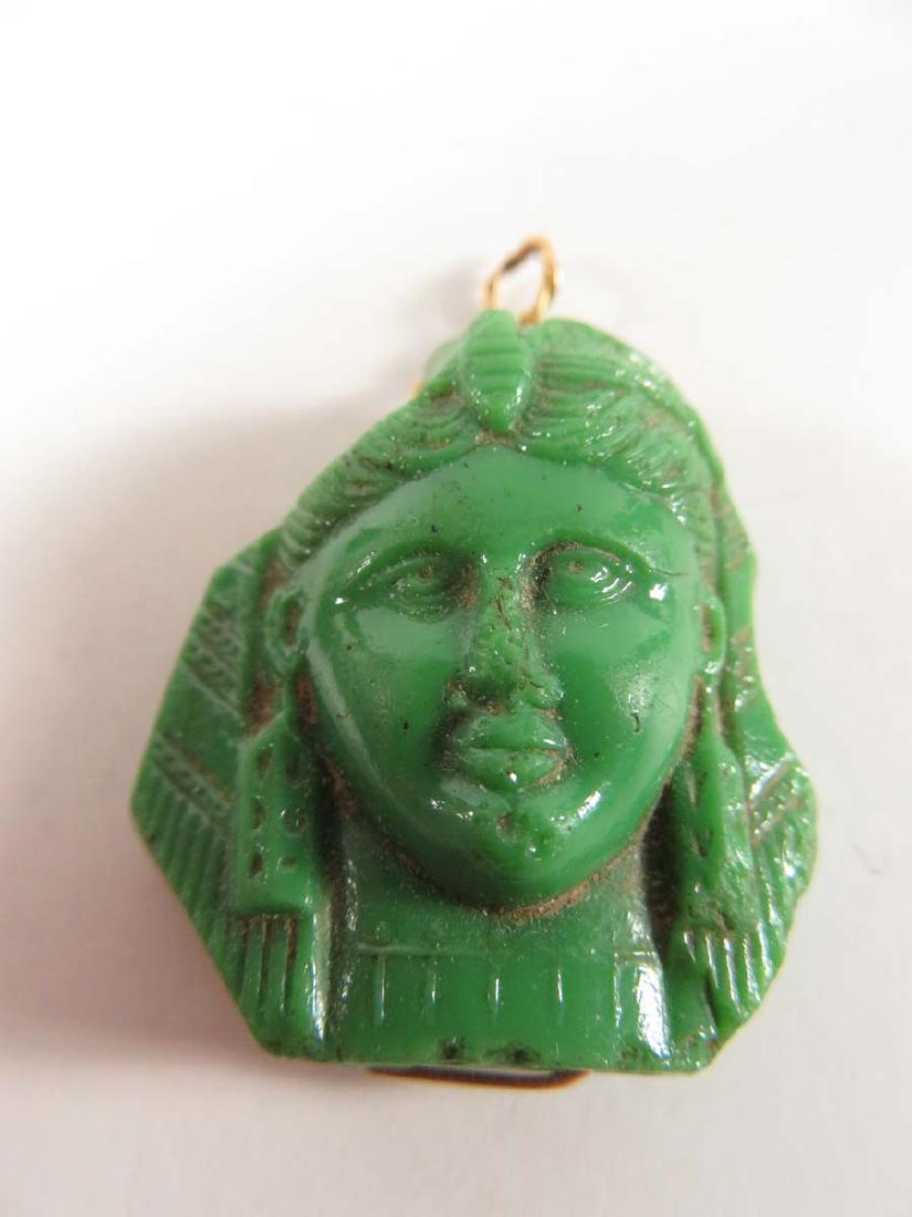 Egyptian ? Jade or Green Glass Cameo Woman (1 of 3)