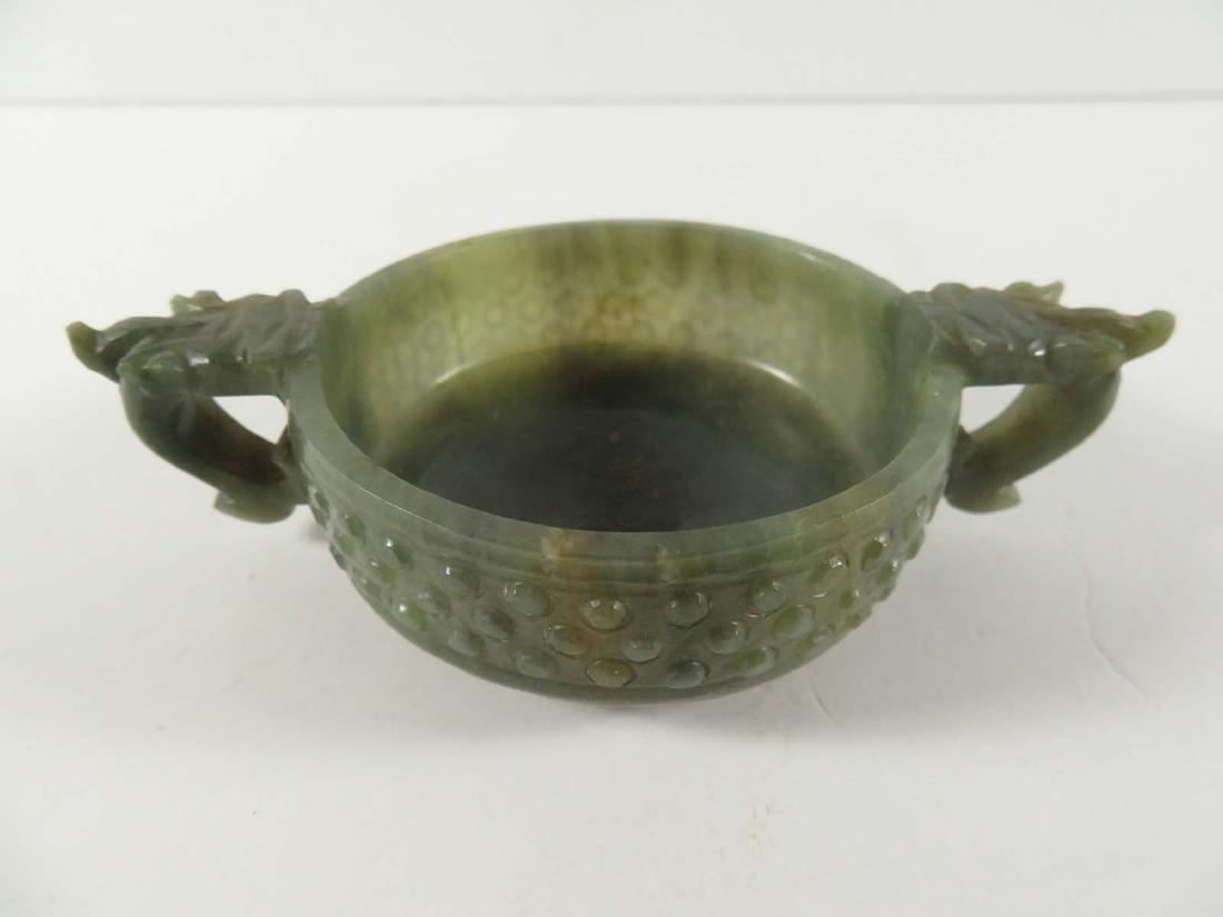 Chinese Jade Archaic Dragon Handled Bowl (1 of 6)