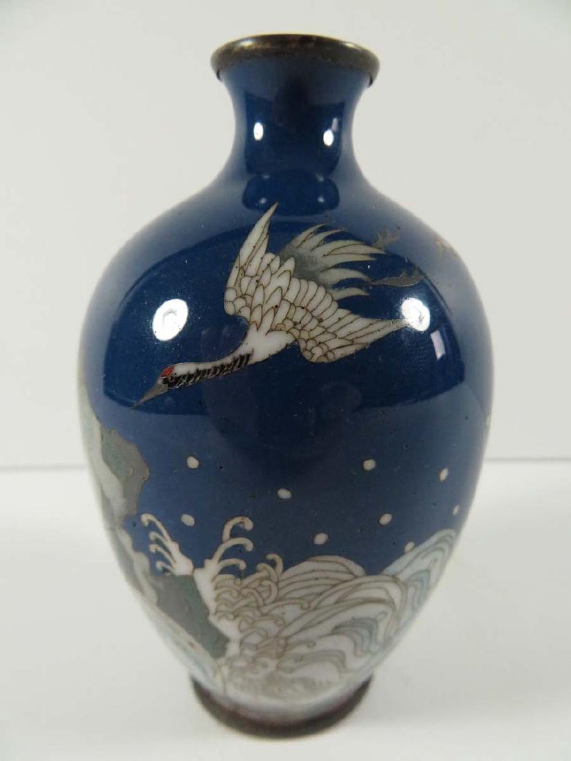 Japanese Cloisonne Vase Cranes Waves (1 of 4)