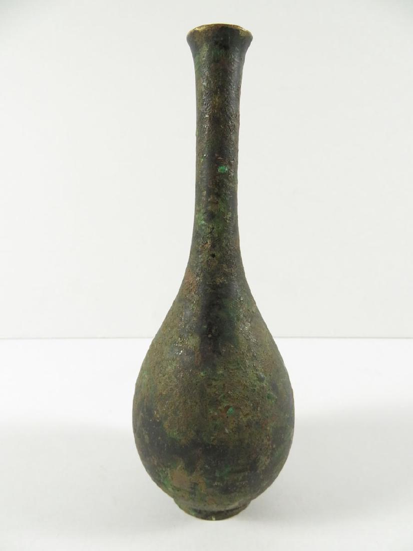 Chinese antique Style Bronze Bottle Vase: TYPE:Antiques SUB TYPE:Vase REGION:Asia SUB REGION:China MEDIUM:Bronze SGD/UNS: TITLE:Chinese antique Style Bronze Bottle Vase CATALOG NOTES:A Chinese ? or Japanese ? antique style bottle vase. Has bl