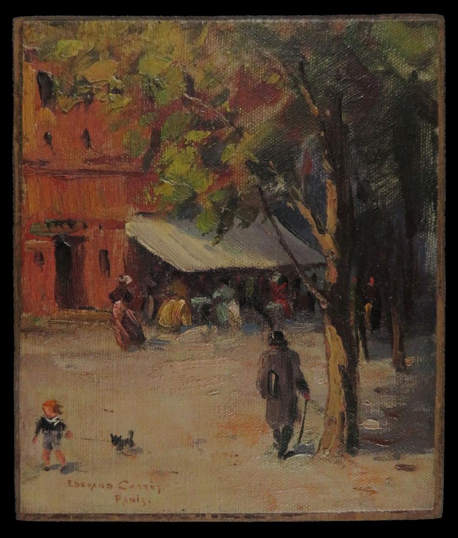 Edouard Cortes Impressionist Paris Street Scene: TYPE:Art SUB TYPE:Painting REGION:Europe SUB REGION:France MEDIUM:Oil On Canvas SGD/UNS:Signed LL TITLE:Edouard Cortes Impressionist Paris Street Scene CATALOG NOTES:Extremely fine small work by inter