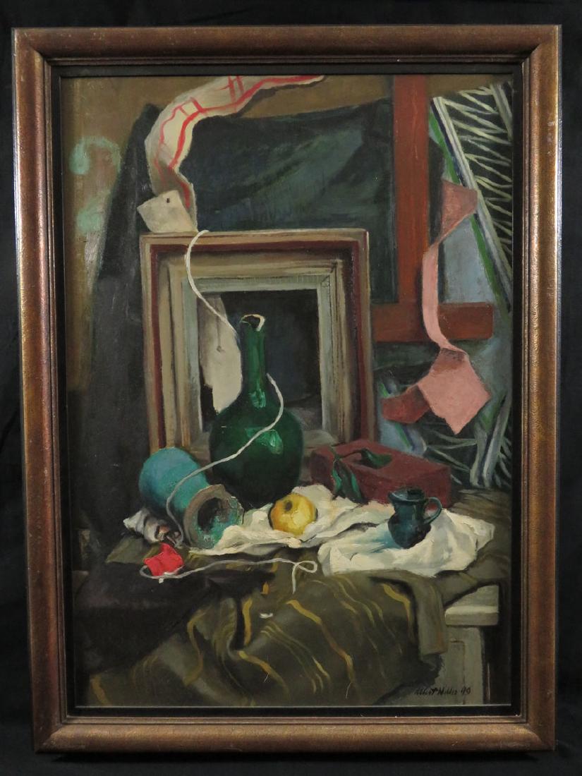 Albert Miller WPA Era Still Life 41x29: TYPE:Art SUB TYPE:Painting REGION:United States SUB REGION:Illinois MEDIUM:O/C SGD/UNS:Sgd TITLE:Albert Miller WPA Era Still Life 41x29 CATALOG NOTES:Chicago, Il area artist from the early to mid 20th