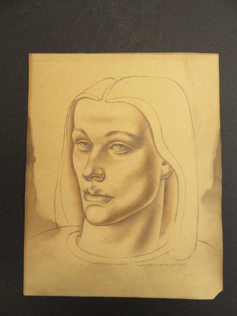 Umberto Romano Portrait of Woman: TYPE:Art SUB TYPE:Painting REGION:United States SUB REGION:Massachusetts MEDIUM:Mixed Media SGD/UNS:Various TITLE:Umberto Romano Portrait of Woman CATALOG NOTES:Umberto Romano Portrait of Woman INSIDE