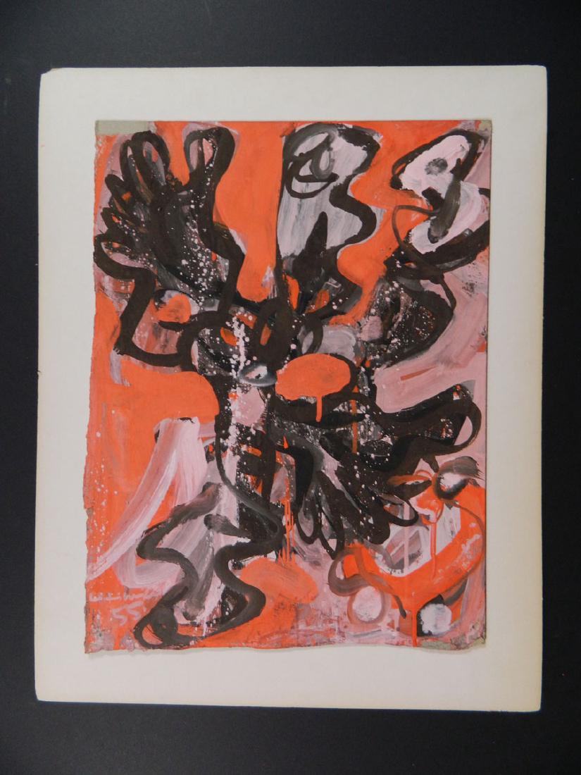 Cubist Abstract Shapes: TYPE:Art SUB TYPE:Painting REGION: SUB REGION: MEDIUM:Gouache SGD/UNS:Signed LL TITLE:Cubist Abstract Shapes CATALOG NOTES:Fine quality mid century abstract. Fully signed with illegible signature. INS