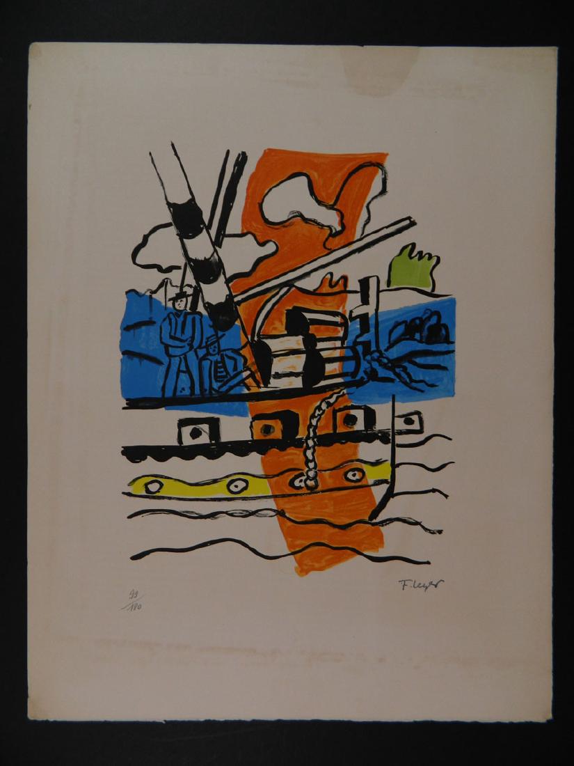 Fernand Leger Colorful Lithograph Seine Paris: TYPE:Art SUB TYPE:Print REGION:Europe SUB REGION:France MEDIUM:Lithograph SGD/UNS:Signed in Plate TITLE:Fernand Leger Colorful Lithograph Seine Paris CATALOG NOTES:Limited edition 99/180. Titled "La S