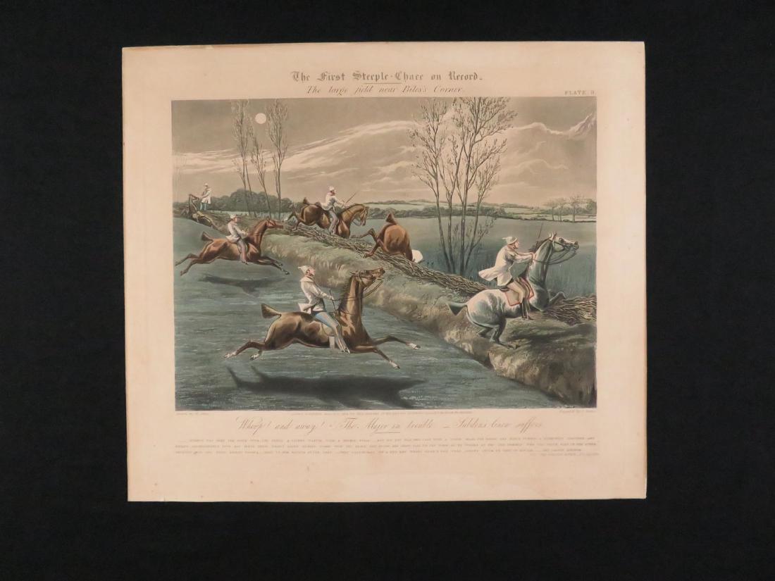 Henry Alken "First Steeple Chase" "Whoop and Away": TYPE:Art SUB TYPE:Print REGION:Europe SUB REGION:Great Britain MEDIUM:Engraving SGD/UNS:Stamped LL TITLE:Henry Alken "First Steeple Chase" "Whoop and Away" CATALOG NOTES:Antique British sporting print