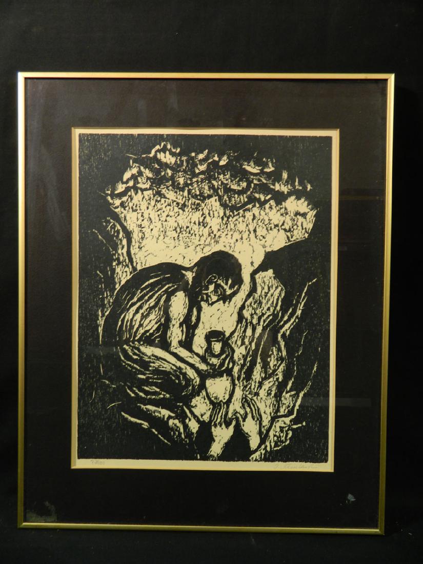 Jacob Steinhardt Woodblock Portrait of Man Urn: TYPE:Art SUB TYPE:Print REGION:Middle East SUB REGION:Israel MEDIUM:Woodblock SGD/UNS:Signed TITLE:Jacob Steinhardt Woodblock Portrait of Man Urn CATALOG NOTES:Nice biblical woodblock subject by world