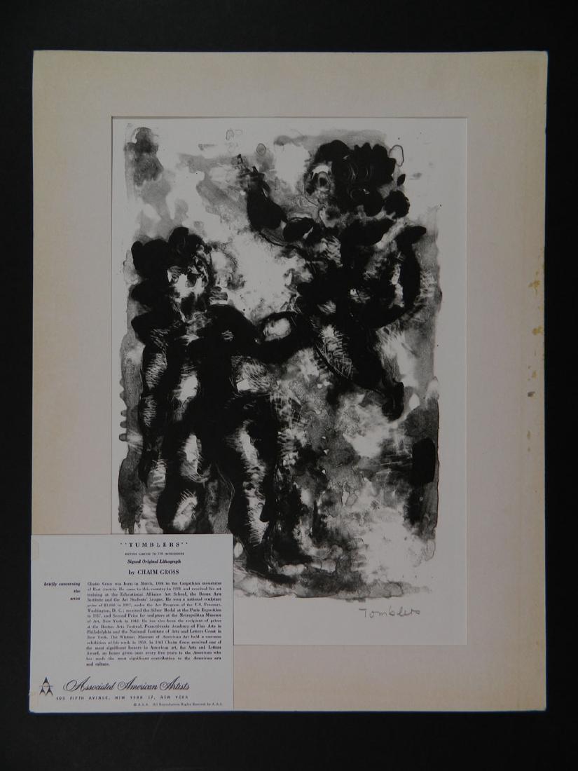 Chaim Gross WPA Style Abstracted Circus Figures: TYPE:Art SUB TYPE:Print REGION:United States SUB REGION:New York MEDIUM:Lithograph SGD/UNS:Signed LL TITLE:Chaim Gross WPA Style Abstracted Circus Figures CATALOG NOTES:Originally titled "Tumblers". O