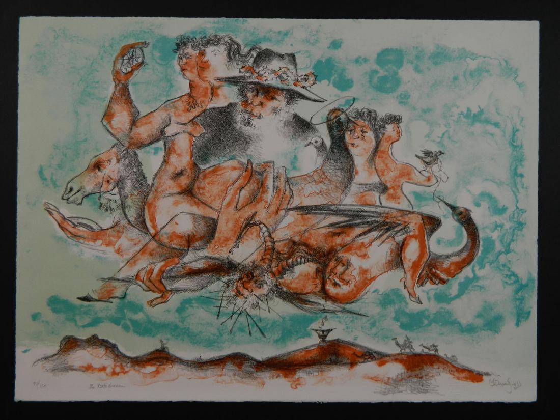 Chaim Gross Religious Subject "The Poets' Dream": TYPE:Art SUB TYPE:Print REGION:United States SUB REGION:New York MEDIUM:Lithograph SGD/UNS:Signed LR TITLE:Chaim Gross Religious Subject "The Poets' Dream" CATALOG NOTES:Limited edition 97/120. INSIDE