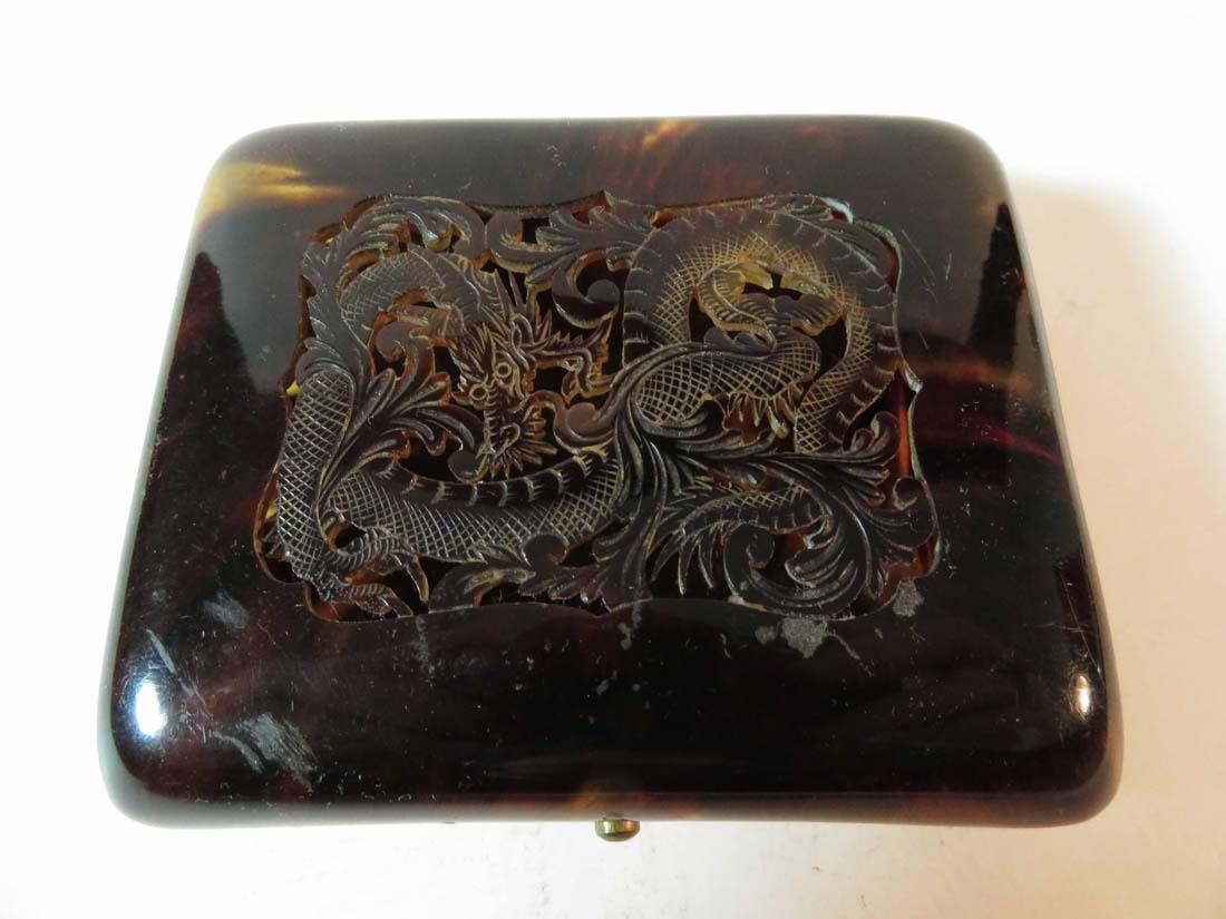 Fine Chinese Tortoise Shell Box Pierced Dragon (1 of 5)