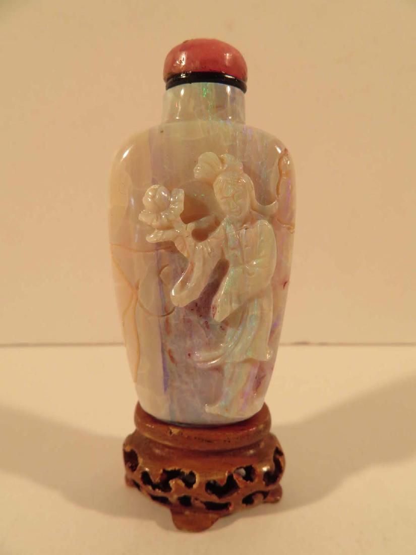 Snuff Bottle Chinese Fire Opal Carved (1 of 5)