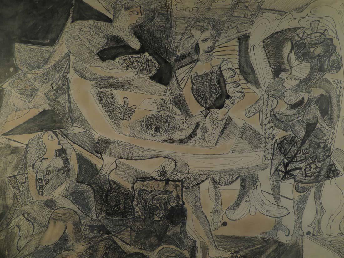 Lg Cubist Mixed Media Women Cat (1 of 7)