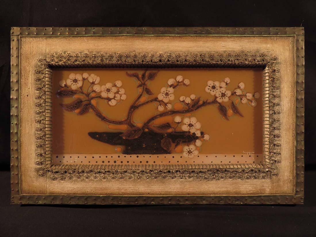 Higgins Studio Fused Glass Floral Plaque Mid C Mod (1 of 9)