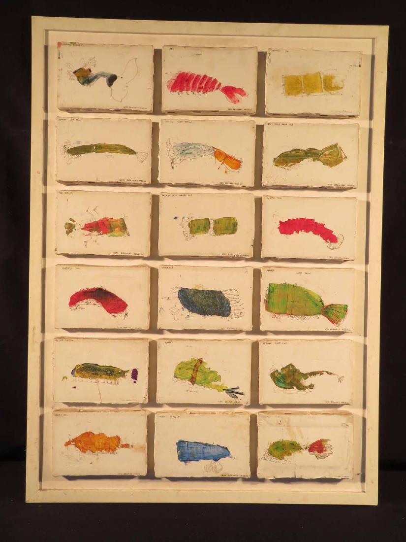 Seth Minkin 18 Sm Oils Mounted Fish: TYPE:Art SUB TYPE:Painting REGION:US SUB REGION:Massachusetts MEDIUM:Oil SGD/UNS:Signed TITLE:Seth Minkin 18 Sm Oils Mounted Fish CATALOG NOTES:A whimsical collection of small 4x6 inch oil paintings m