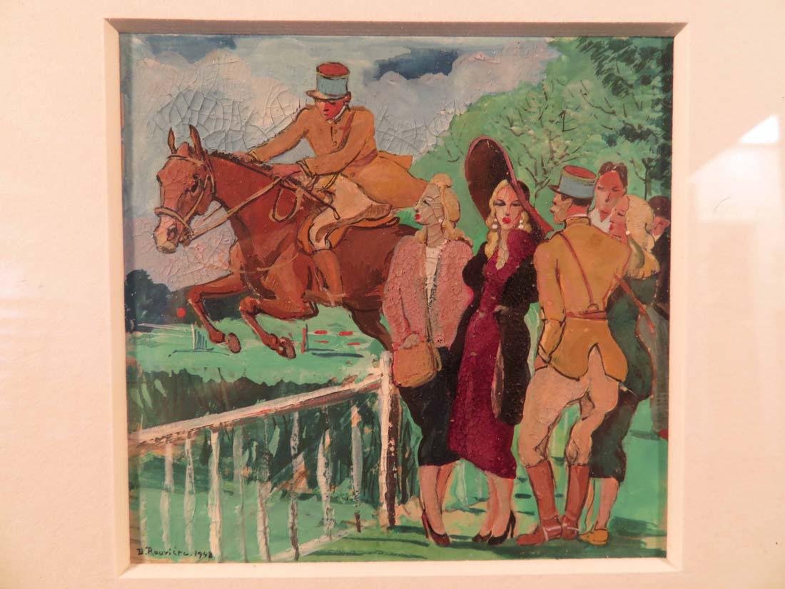 Daniel Rouviere W/C Horse Jumping: TYPE:Art SUB TYPE:Painting REGION:Europe SUB REGION:France MEDIUM:Watercolor SGD/UNS:Signed TITLE:Daniel Rouviere W/C Horse Jumping CATALOG NOTES:A fine original miniature watercolor by listed French 