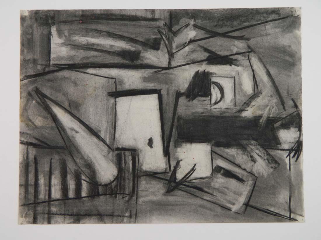 Modernist Orig ex Hans Hoffman School Provincetown: TYPE:Art SUB TYPE:Drawing REGION:US SUB REGION:Massachusetts MEDIUM:Charcoal SGD/UNS:Unsigned TITLE:Modernist Orig ex Hans Hoffman School Provincetown CATALOG NOTES:One of thirteen modernist drawings
