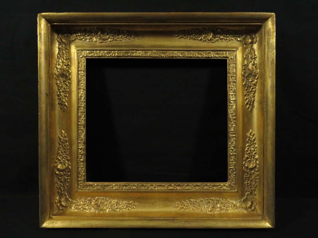 14.5x16.5 Antique Frame 4" Wide: TYPE:Art SUB TYPE:Frame REGION: SUB REGION: MEDIUM:Wood SGD/UNS:Unsigned TITLE:14.5x16.5 Antique Frame 4" Wide CATALOG NOTES:14.5x16.5 Antique Frame 4" Wide. Frenchor German. One of a pair with #63 Fr