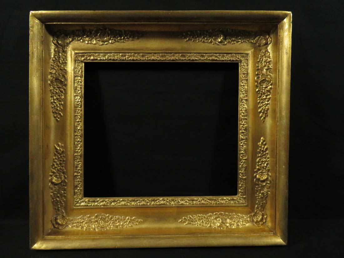 14.5x16.5 Antique Frame 4" Wide: TYPE:Art SUB TYPE:Frame REGION: SUB REGION: MEDIUM:Wood SGD/UNS:Unsigned TITLE:14.5x16.5 Antique Frame 4" Wide CATALOG NOTES:14.5x16.5 Antique Frame 4" Wide. French or German. One of a pair with #62 F