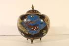 Meiji Japanese Cloisonne Covered Footed Censer Dog