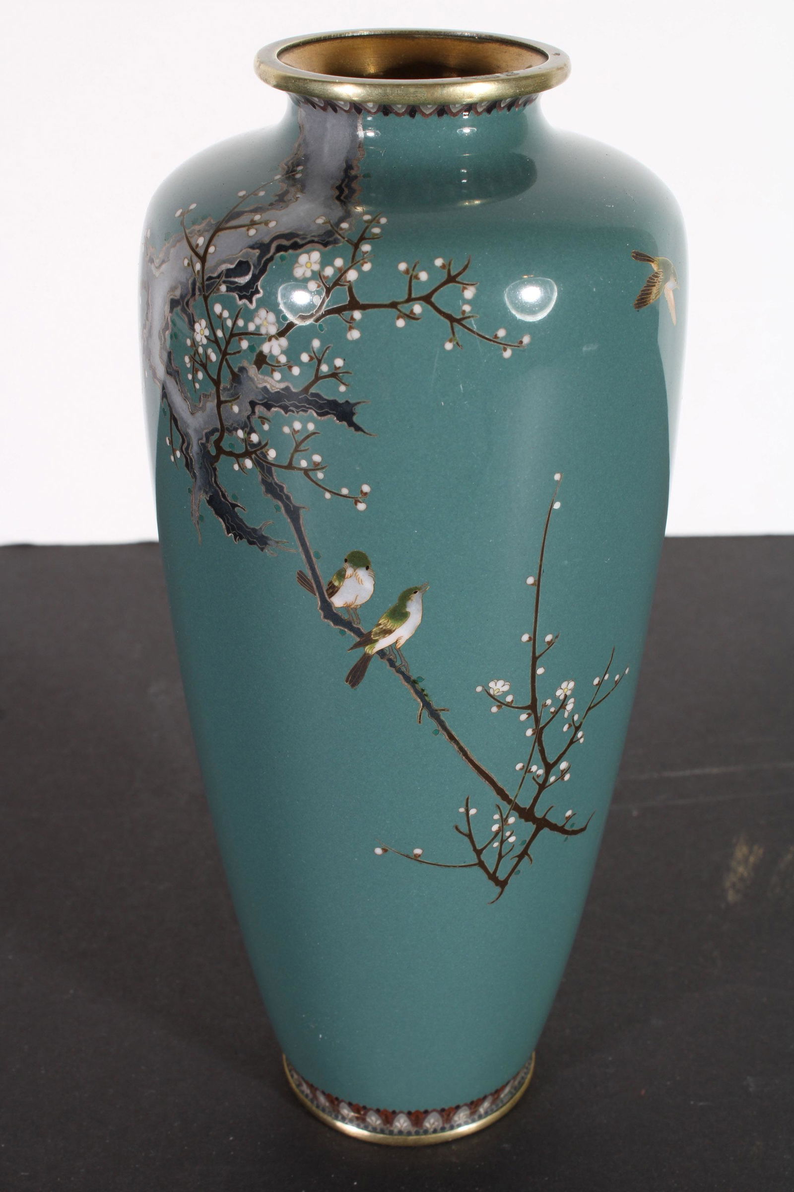Japanese Cloisonne Vase 7.5" Gold Wire Bird Kinunken (1 of 9)