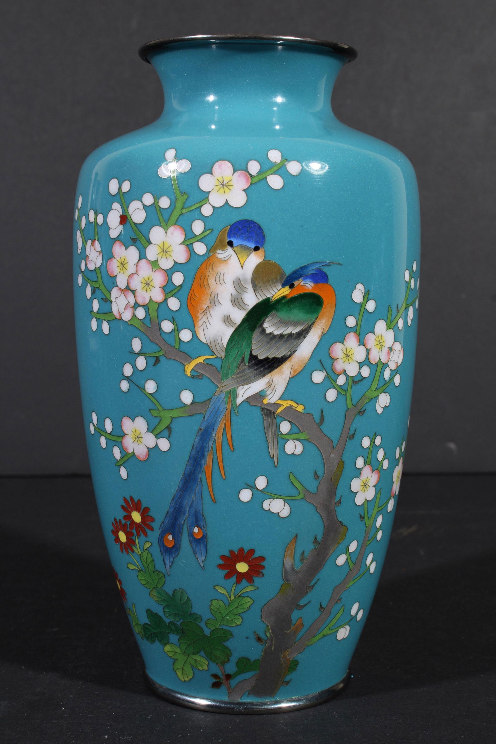 Taisho Showa Japanese Cloisonne Vase 7" Bird (1 of 6)
