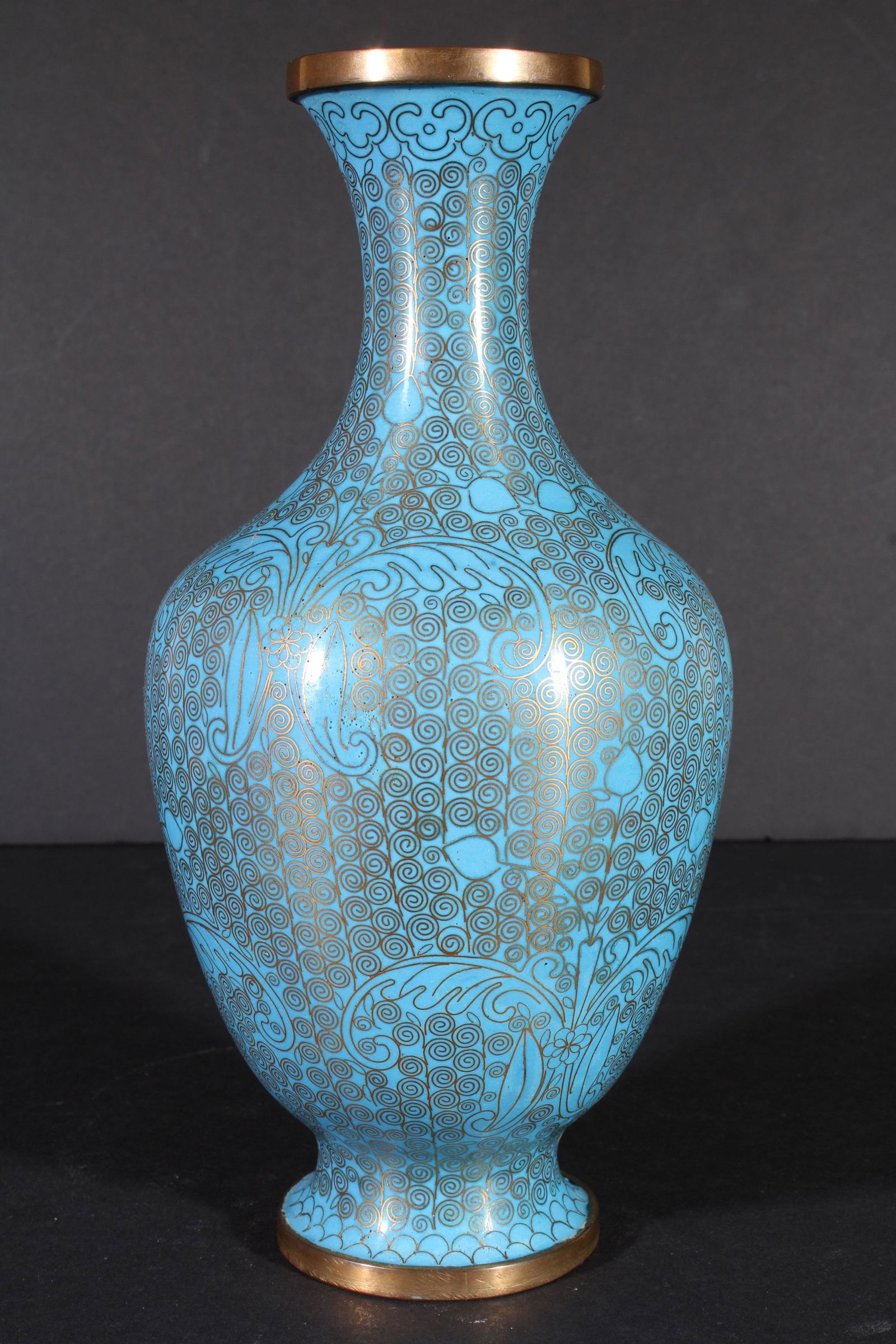 Chinese Cloisonne Vase 9"  20th C Pale Blue Flower (1 of 4)
