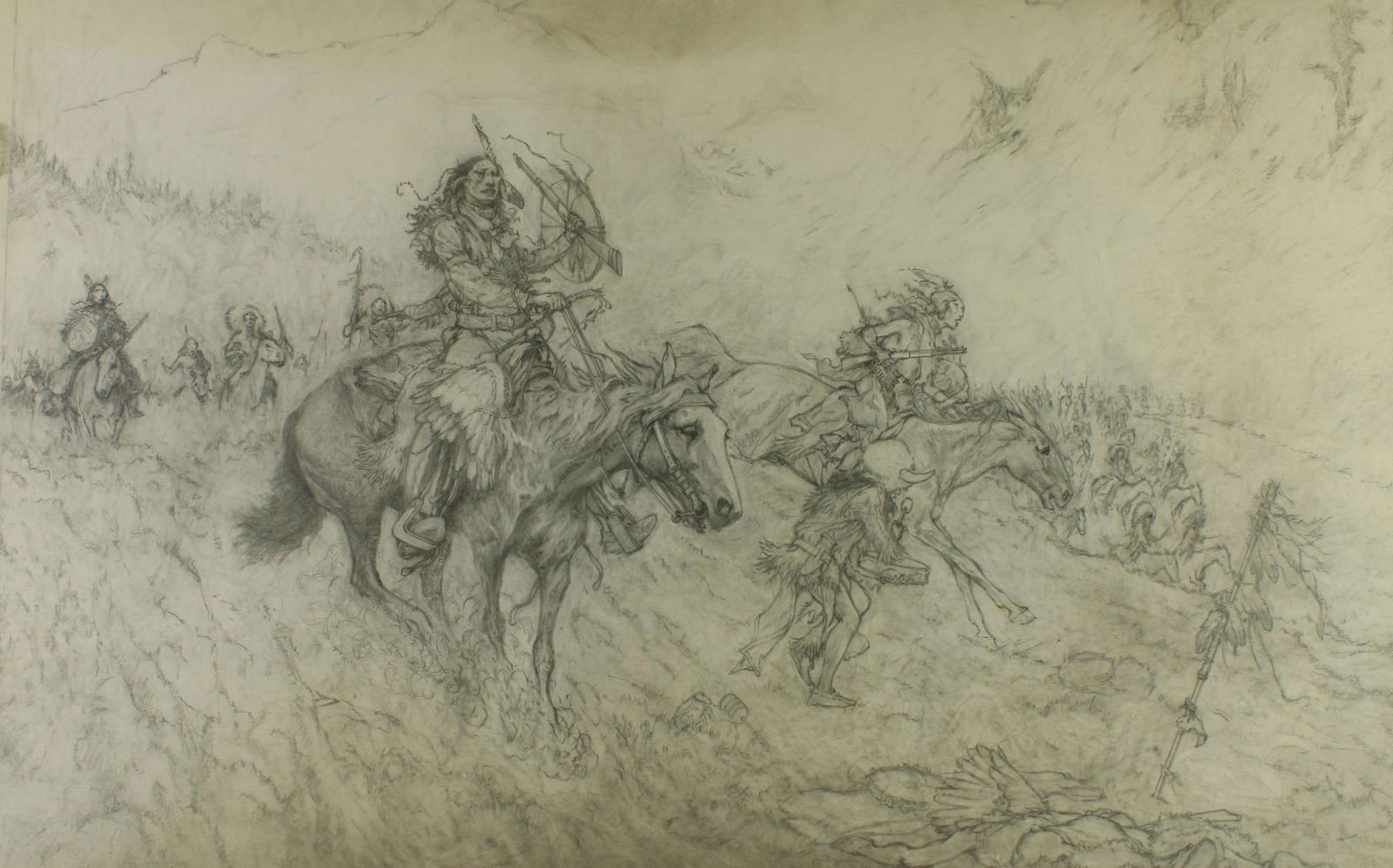 LG 24x40 Drawing American Western Native American (1 of 5)