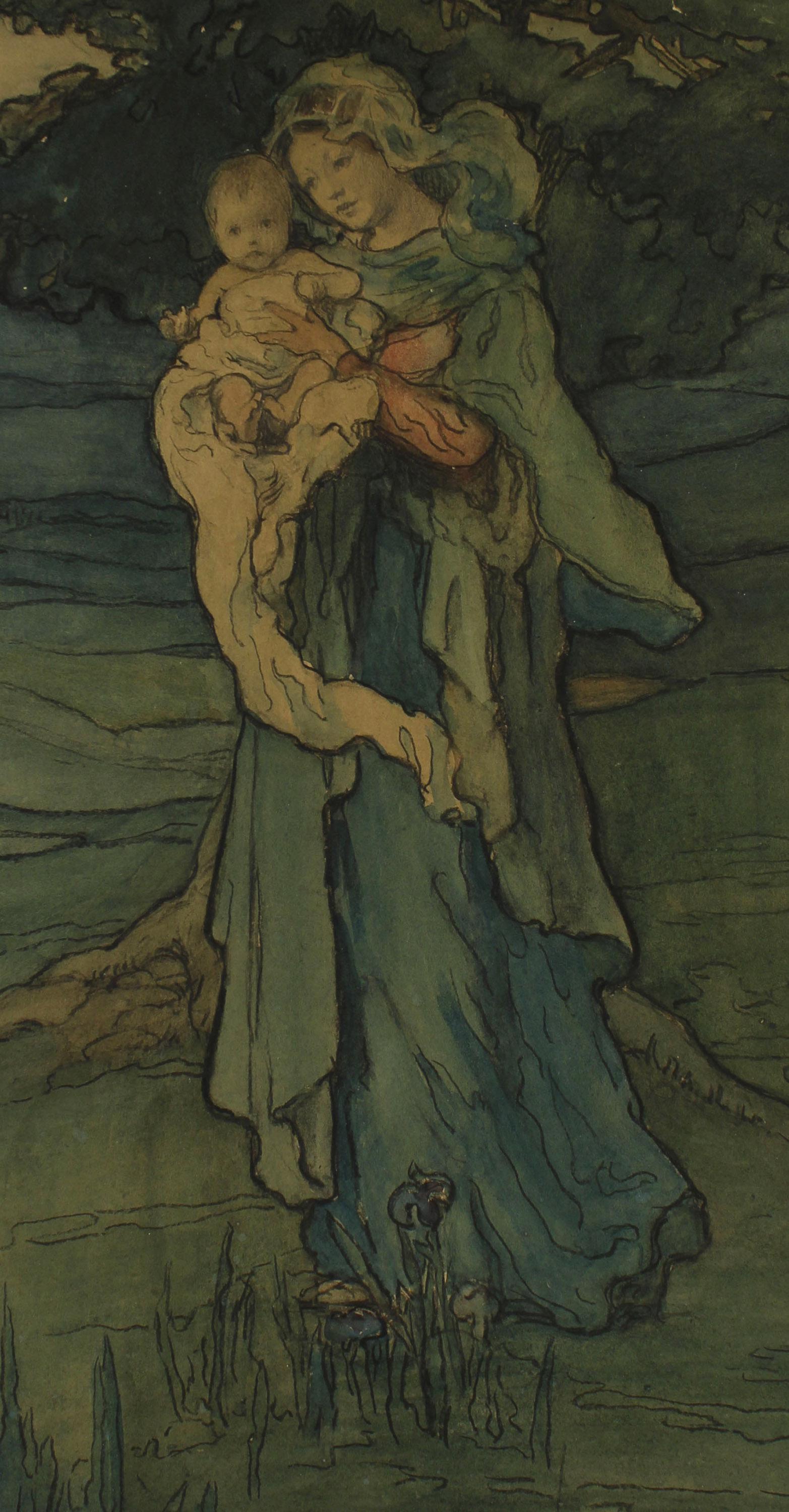 Art Nouveau Madonna Child Stained Glass LeFarge ? (1 of 6)