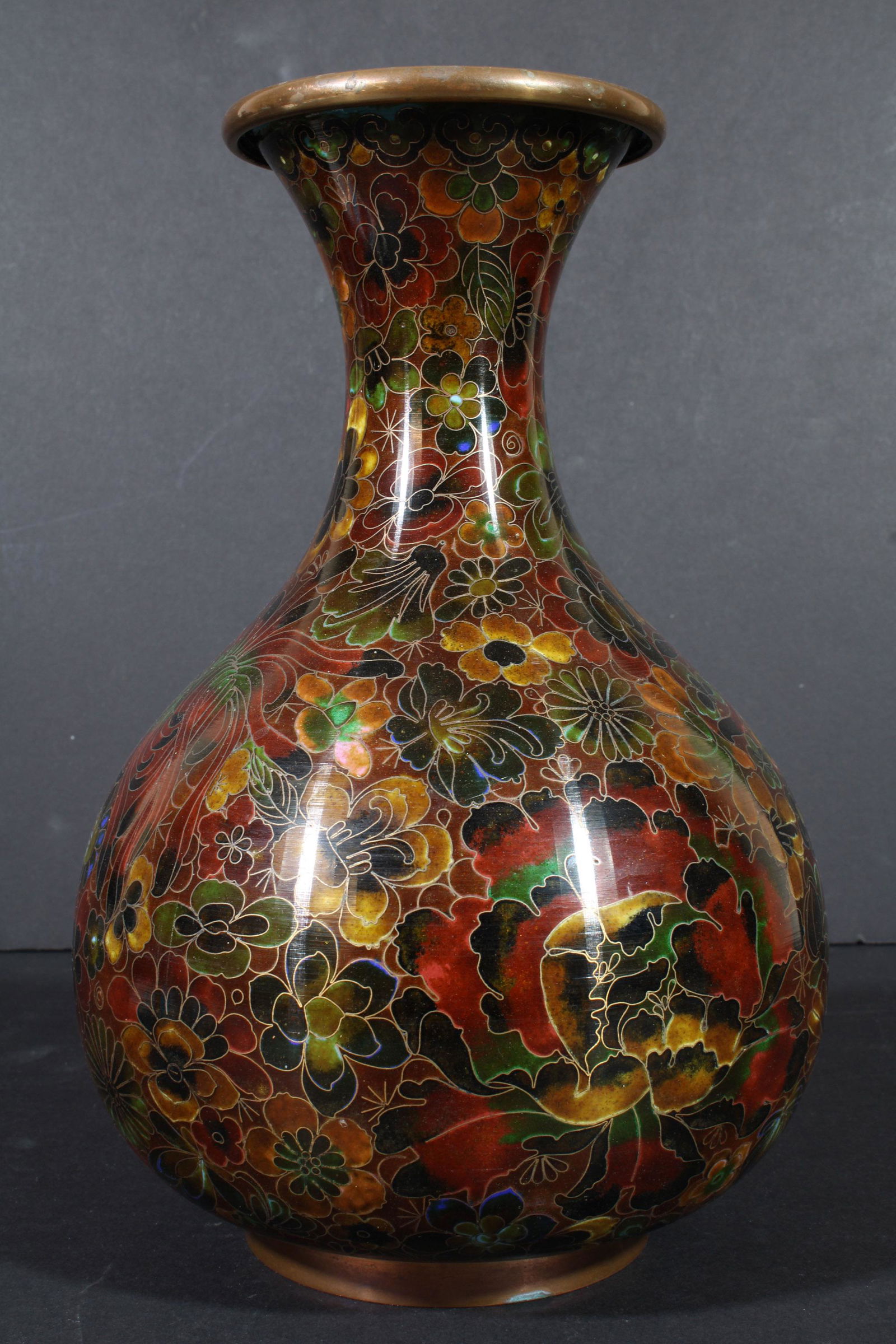Chinese Taiwan Robert Kuo Style Cloisonne Vase 10" (1 of 6)