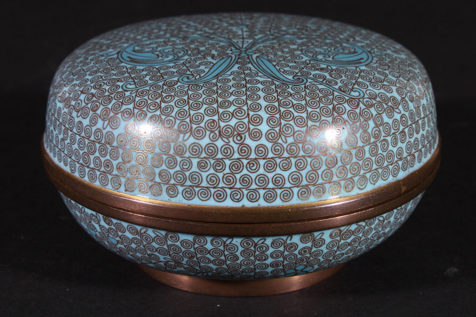 Chinese Cloisonne Lidded Round Box 4" Pale Blue (1 of 6)