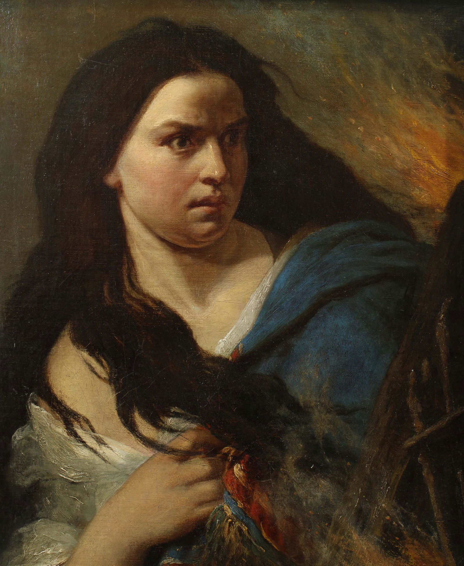 Auguste Chauvin Belgium 1876 Genre Woman Fire War (1 of 5)