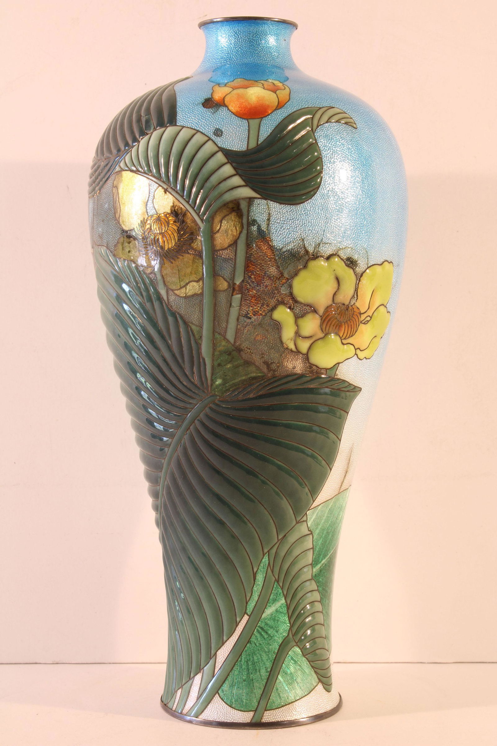 Bunzaemon 10" Japanese Cloisonne Vase Moriage (1 of 8)