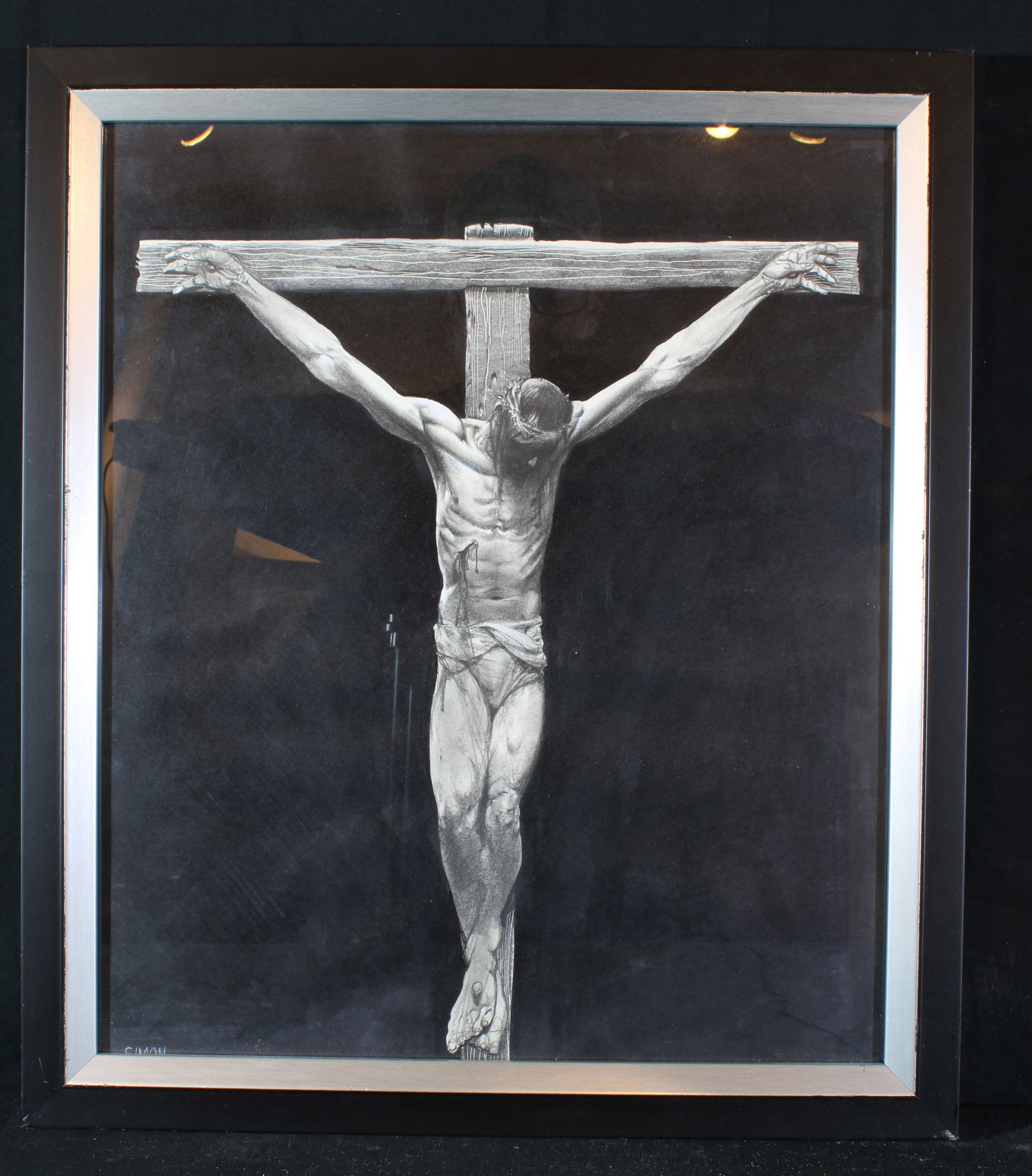 Signed SIMON Bisley Ink Drawing Jesus Christ On Cross (1 of 4)