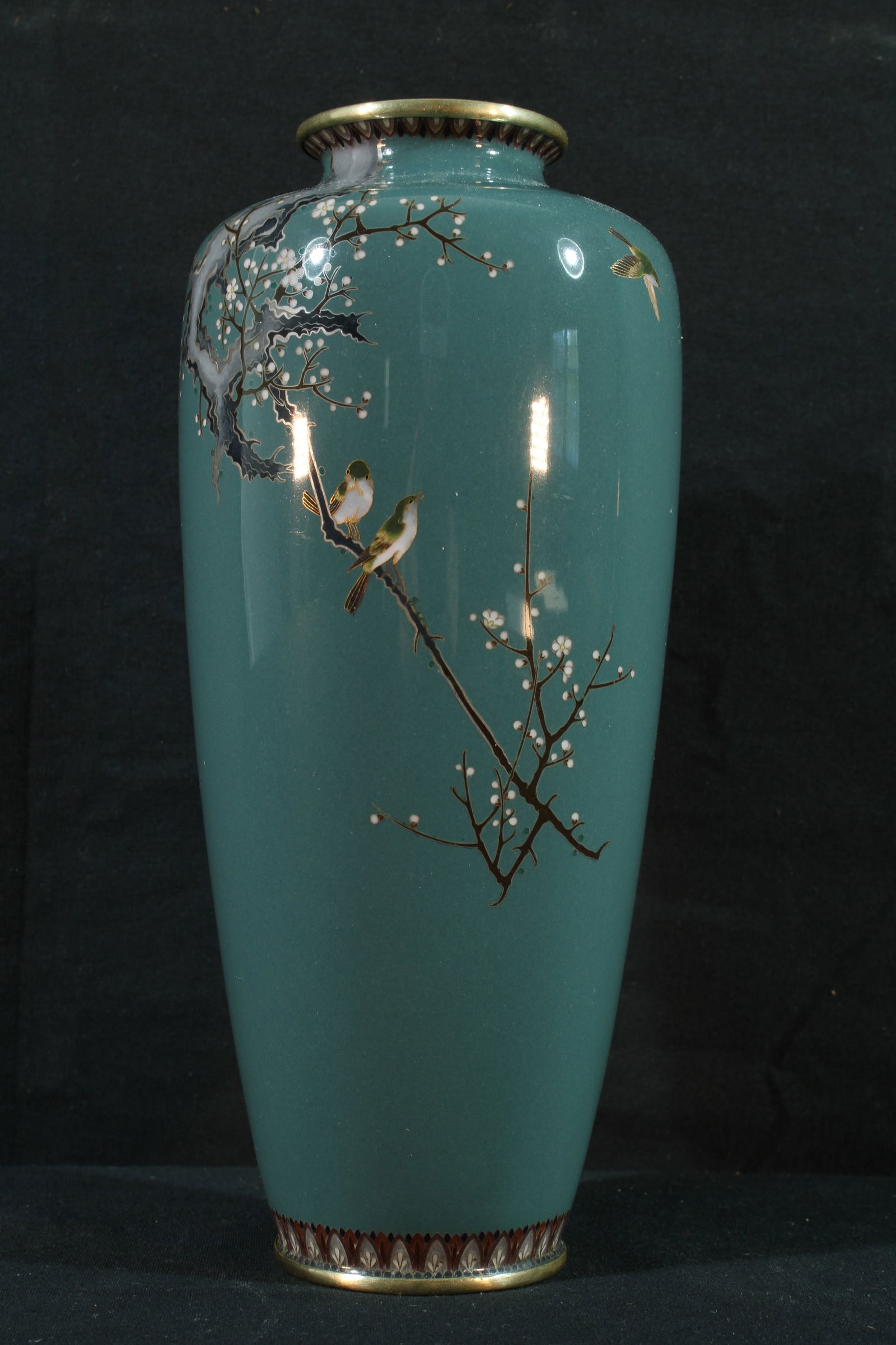 Japanese Meiji era Vase Gold Wire Birds Silver Wire Tree Masterpiece (1 of 6)
