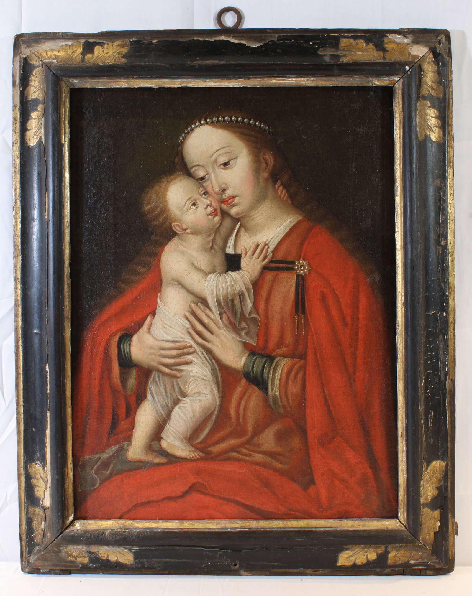 Old Master 17th to 18th C Madonna and Baby Jesus: TITLE:Old Master 17th to 18th C Madonna and Baby Jesus TYPE:Art SUB TYPE:Painting REGION:Europe SUB REGION:Germany MEDIUM:Oil SGD/UNS:Unsigned DATE OF WORK:17th-18th C CATALOG NOTES:An excellent circa