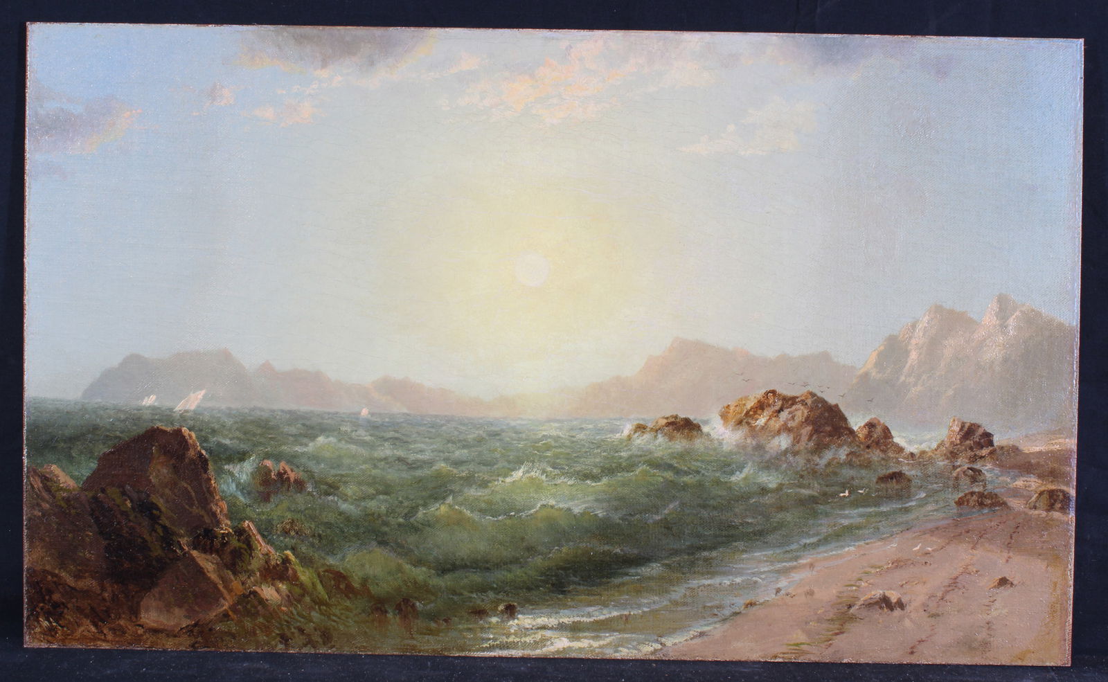 19th C Hudson River School Luminist Sun Beach Scene (1 of 5)